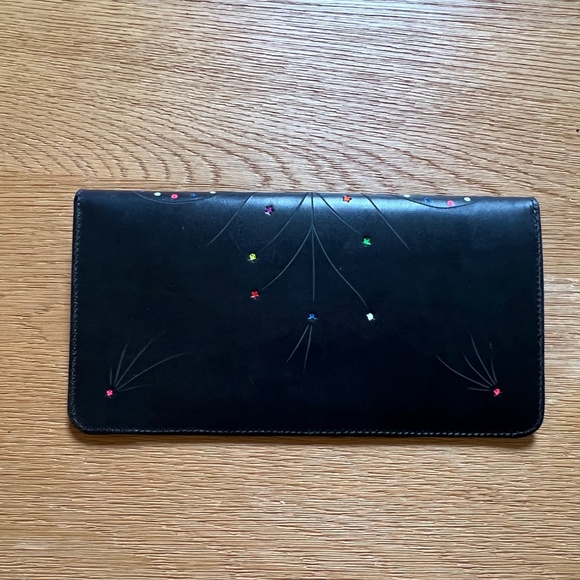 RARE Naj Jamai for Barneys New York Celeste Clutch in Black Leather Handpainted - Picture 2 of 7